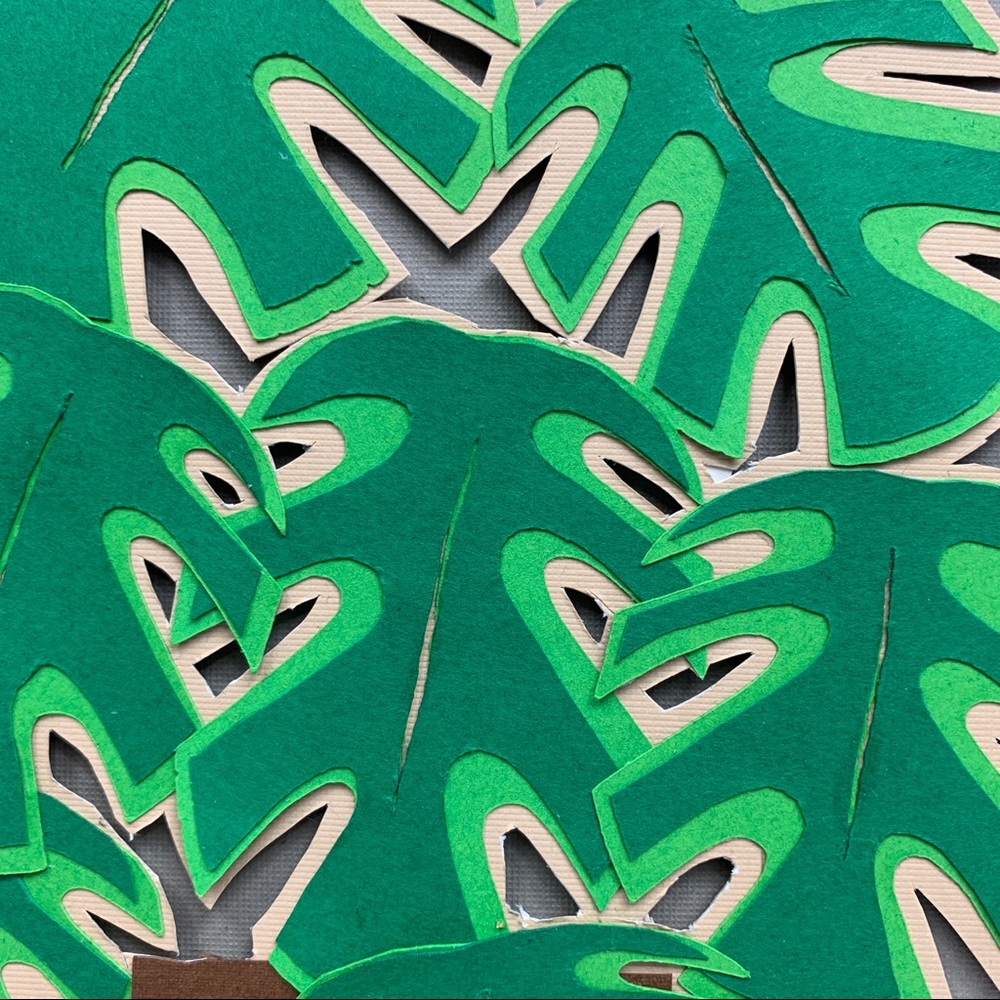 Plant love Monstera paper artwork wall hanging - Picture 5 of 11